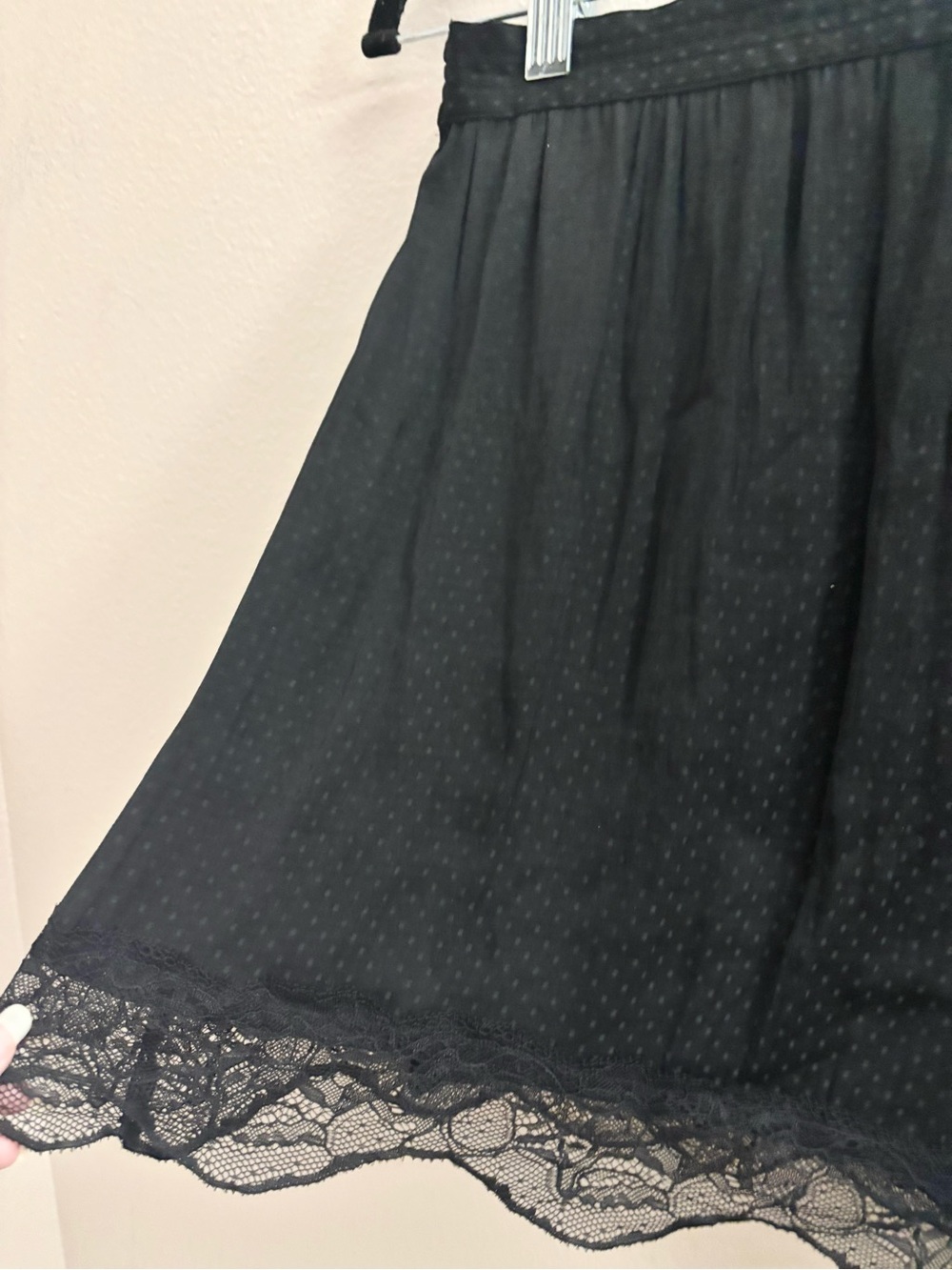 NWT Free People Tied Half Slip Lace Wrap Mini Skirt Black Polka Dot - Picture 10 of 14